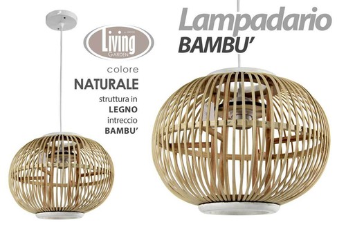 Lampadario legno bambù - lampadario,